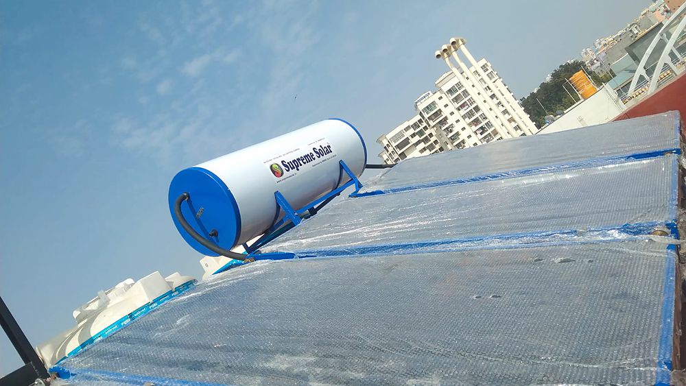 Solar collectors installed on a terrace
