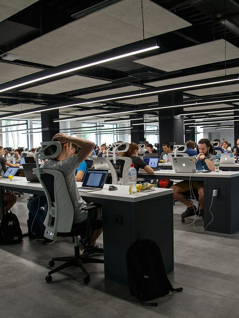 Busy commercial office workspace